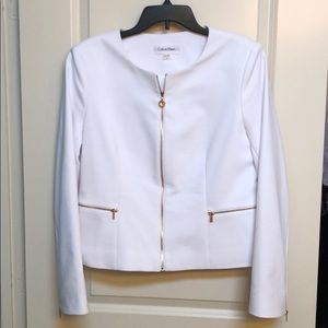 Calvin Klein Women's Zip-Front Peplum-Back Blazer